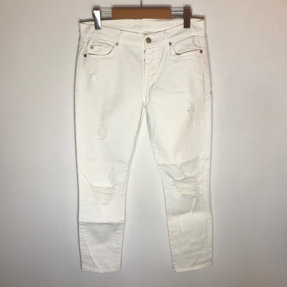 7 For All Mankind Distressed Josefina Cropped  Boyfriend Jeans - 26